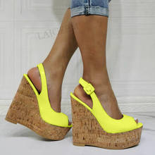 BERZIMER Women Pumps Platform Wedges Slingbacks Peep Toe Shiny Sandals Female Zapatos Mujer Shoes Woman Large Size 42 44 50 52 2024 - buy cheap