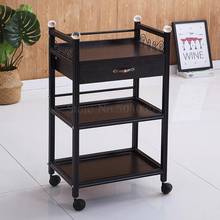 Beauty car beauty salon stroller three-tier hairdressing barber shop tool car cabinet pattern embroidered cup rack 2024 - buy cheap
