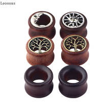 Leosoxs 1 комплект деревянный расширитель для ушей, Эспандер для ушей из ажурного дерева, ювелирные изделия для пирсинга из розового дерева, туннель для ушей 2024 - купить недорого