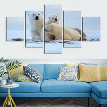 Tela de pintura de arte do urso polar, arte de parede de animal, pôster e impressões, decoração de casa moderna para sala de estar, emoldurada 2024 - compre barato