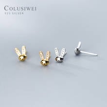 Colusiwei Luminous Zircon Gold Color Rabbit Stud Earring for Women 925 Sterling Silver Sweet Lovely Animal Ear Pin Fine Jewelry 2024 - buy cheap