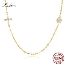 KALETINE Luxury 925 Sterling Silver Necklace Women Round Zircon Cross Christian Jewelry Evil Eye Gold Necklace Link Chain 2024 - buy cheap