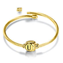 Letapi nova moda ouro cor carta pulseiras para mulheres ajustável de aço inoxidável corrente charme nome jóias presentes 2024 - compre barato