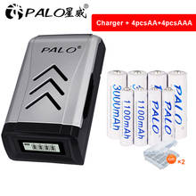 Аккумуляторы PALO, 1,2 в, Ni-MH, AA + AAA, aa3000ма · ч, aaa1100ма · ч, для игрушек с ЖК-дисплеем, умное зарядное устройство usb 2024 - купить недорого