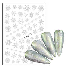 1 лист снежинка для ногтей наклейки 3D Рождественский дизайн клейкие слайдеры пленка для ногтей наклейки украшения для маникюра 2024 - купить недорого