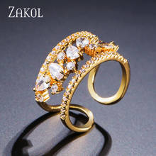 ZAKOL Hot Sale Cubic Zirconia Wedding Finger Rings Vintage Style Clear Crystal Open Rings for Men's Fashion Jewelry FSRP240 2024 - buy cheap