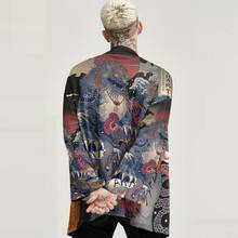 Japonês kimono cardigan homem asiático streetwear samurai traje camisa ukiyoe impressão kimonos roupas asiáticas haori masculino yukata ff3105 2024 - compre barato