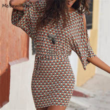 Summer Women Beach Dress 2020 Casual O-Neck Sashes Batwing Sleeve Hollow Out Dress Sexy Print Bodycon Mini Dresses 2024 - buy cheap