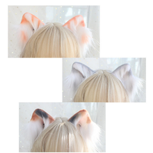 Plush Tabby Cat Animal Ear Simulation Handmade Hairpin Dog Rabbit Fox Wolf Ears Kemonomimi Side Clip Cosplay Lolita KC Headband 2024 - buy cheap