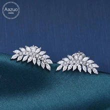 Aazuo Au750 настоящее золото Natrual алмаз классический перо серьги для женщин высококлассные модные свадебные вечерние 2024 - купить недорого