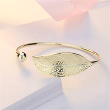 Ouro cor de prata folha cristal aberto pulseira para mulher praia pulseira ajustável pulseira feminino femme jóias presente 2024 - compre barato