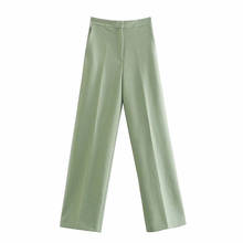 XNWMNZ-Pantalones rectos de pierna ancha para mujer, pantalón largo informal de cintura alta, estilo Retro, Color sólido, moda coreana, novedad de primavera, 2021 2024 - compra barato