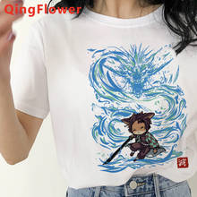 Camiseta de Anime japonés Demon Slayer para mujer, blusa Ulzzang Harajuku de los años 90 con estampado de dibujos animados Kimetsu No Yaiba Kawaii, camiseta para mujer 2024 - compra barato