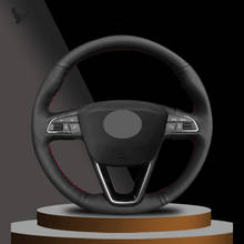 Black Artificial Leather Steering Wheel Cover for seat ibiza leon 5f mk3 2013-2019 ibiza 6j tarraco arona ateca 2024 - buy cheap