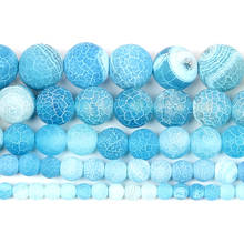 Cuentas de piedra Natural de 4-12mm, cuentas sueltas redondas de piedra azul esmerilada para la fabricación de joyas, bricolaje, pulsera, collar hecho a mano 2024 - compra barato
