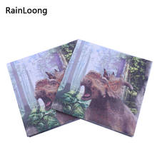 [RainLoong] Print Cartoon Patterned Dinosaur Paper Napkins For Party Decoration Decoupage 33*33cm 1 pack  (20pcs/pack) 2024 - buy cheap