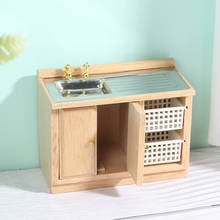 1:12 Wooden Dollhouse Furniture Basin Sink Cupboard Cupboard Cabinet Simulation Furniture Toys 2024 - buy cheap