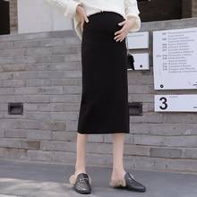 Maternity wear autumn and winter knit skirt stomach lift bag hip step skirt long pregnant women wool skirt 2024 - buy cheap