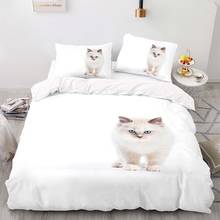 3d impresso gato com olhos azuis foto conjunto de cama, reino unido 200 × 200 capa de edredão com fronha, 240 × 220 colcha, capa de cobertor rei 2024 - compre barato