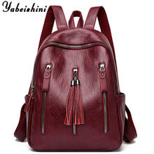 Women Backpack High Quality Bagpack Tassel Mochila Feminina Back Pack Soft Leather School Bags for Teenage Girls Sac A Dos Femm 2024 - buy cheap