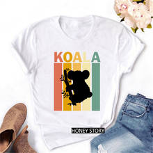 Футболки с рисунком акварели коала, женская одежда в стиле Харадзюку, кавайная забавная футболка, женская футболка в Корейском стиле, уличная одежда 2024 - купить недорого