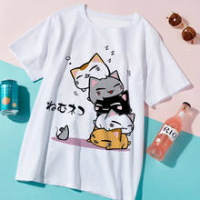 Camiseta de gatito gracioso y mono para mujer, camiseta informal para mujer, pantalón corto de manga corta, camisetas Ulzzang Harajuku para mujer 2024 - compra barato