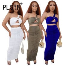 Summer Sleeveless Crop Top And Maxi Skirt Set Slim Fit Sexy 2 Pieces Outfits Ladies Clothes 2024 - buy cheap