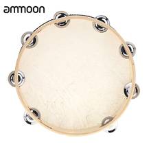 10" Hand Held Tambourine Drum Bell Birch Metal Jingles Percussion Musical Educational Instrument for KTV Party Kids Games 2024 - buy cheap