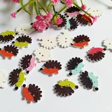 50pcs/lot bulk Hedgehog buttons 2 Holes natural Wooded Buttons Mixed Scrapbook cartoon loose buttons craft Sewing accessories 2024 - buy cheap