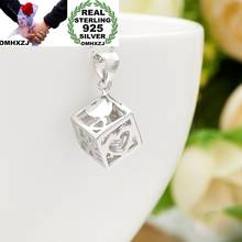 OMHXZJ-colgante de Plata de Ley 925 con forma de cubo blanco, Charm de zirconia AAA, regalo de boda para mujer y Niña 2024 - compra barato