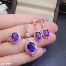 KJJEAXCMY fine jewelry Amethyst 925 sterling silver women pendant necklace chain earrings ring set popular 2024 - buy cheap