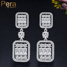 Pera-pendientes largos de plata con Topacio de cristal para mujer, joya con Micro corte cuadrado, joyería de plata pavimentada, fiesta de compromiso, nuevo diseño, E561 2024 - compra barato