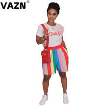 VAZN 2020 энергетический хит, спортивные костюмы, повседневные, свободные, повседневные, Неопрятные, модные, с буквенным принтом, с коротким рукавом, длиной до колена, тонкий женский комплект из 2 предметов 2024 - купить недорого