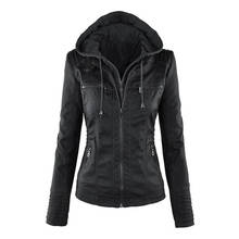 WSYORE Plus Size Leather Jacket Women Autumn and Winter Hooded Long-sleeve Slim Jackets Faux Leather Jacket Woman's Coat NS692 2024 - buy cheap