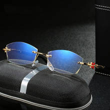 2019 Fashion Anti-blue Reading Glasses Diamond Trimming Frameless Reading Glasses Women TR Alloy Legs Presbyopic Eyewear 2024 - buy cheap