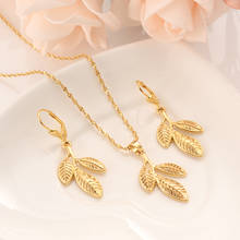 22k gold plated leaf necklace earrings Set for Women Party Gift jewelry Sets engagement wedding bridal DIY charms women girls 2024 - buy cheap