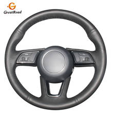 Capa de volante de carro de couro legítimo preto costurado à mão, capa de volante para audi a3 2009-2016 a4 2006-a5 2006-2012 s5 2005-2012 2024 - compre barato