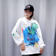 Harajuku Loose Casual Female Hoodies Pullovers Graffiti Dinosaur Letter Women Hooded Sweatshirt Autumn Lady Sweatshirts Tops 2024 - buy cheap