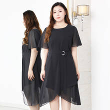 Western Style Oversized Women Dress Chiffon Summer Dress High Waist Thin Irregular Party Dresses Black 2024 - buy cheap