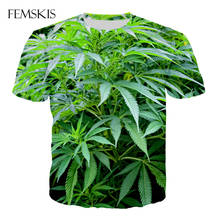 Camiseta manga curta masculina e feminina, camiseta de verão com estampa 3d, folha de cânhamo, plantas, pulôver engraçado 2024 - compre barato