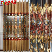 Stitching Chenille Hollow Out Tulle Curtains for Living Room Hollow Coffee Luxury Embroidery Window Drapes for Bedroom *VT 2024 - buy cheap