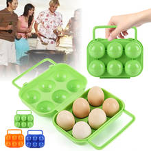 Contenedor de plástico portátil para 6 huevos, caja de almacenamiento de huevos plegable, con asa, herramienta de almacenamiento de cocina, Color sólido 2024 - compra barato