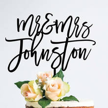 Mr & Mrs Personalised Wedding Cake Topper Wedding black/mirror gold Cake Decorations Custom Last name Cake Toppers 2024 - buy cheap