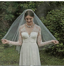Véu de noiva elegante com 2m, 3 m, 5m, 3 m, 1 camada, branco de marfim, simples, sem pente, venda quente 2024 - compre barato