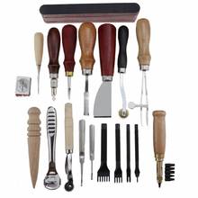 19Pcs Leather Craft Tools Kit DIY Stitching Carving Working Punch Saddle Groover Leather Craft Accessory Sewing Tools set 2024 - buy cheap