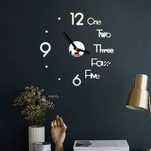 Relógio de parede 3d espelhado, faça você mesmo, adesivo de superfície silencioso, acrílico, decoração de home office, kawaii, quarto, adesivo de parede 2024 - compre barato