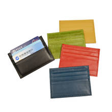 Vintage Colorful Smooth Cow Leather Business Card Holder 7 Pockets Men's Flat Wide Id Wallet Case 2024 - buy cheap