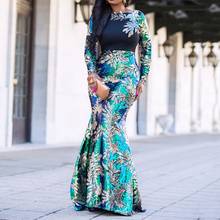 Длинные африканские платья для женщин, зеленое платье макси с длинным рукавом и блестками, вечерние платья в африканском стиле, одежда в африканском стиле 2024 - купить недорого