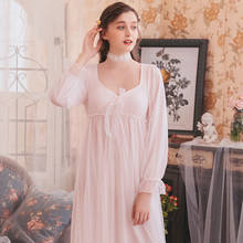 Romantic Nightgown Woman Autumn Lace Long Dress Sleepwear Woman Long Sleeve Nightgowns Night Gown 2024 - buy cheap