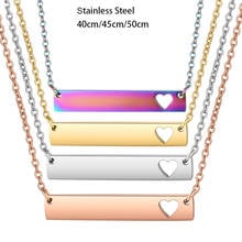 3pcs/lot Mirror Polish Bar Necklace Hollow Out Heart Blank Bar Pendant Necklaces 4 colors Stainless Steel Choker Jewelry 2024 - buy cheap